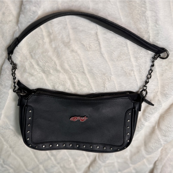❌SOLD❌Ed Hardy Studded Shoulder Crossbody Bag black - Picture 2 of 9